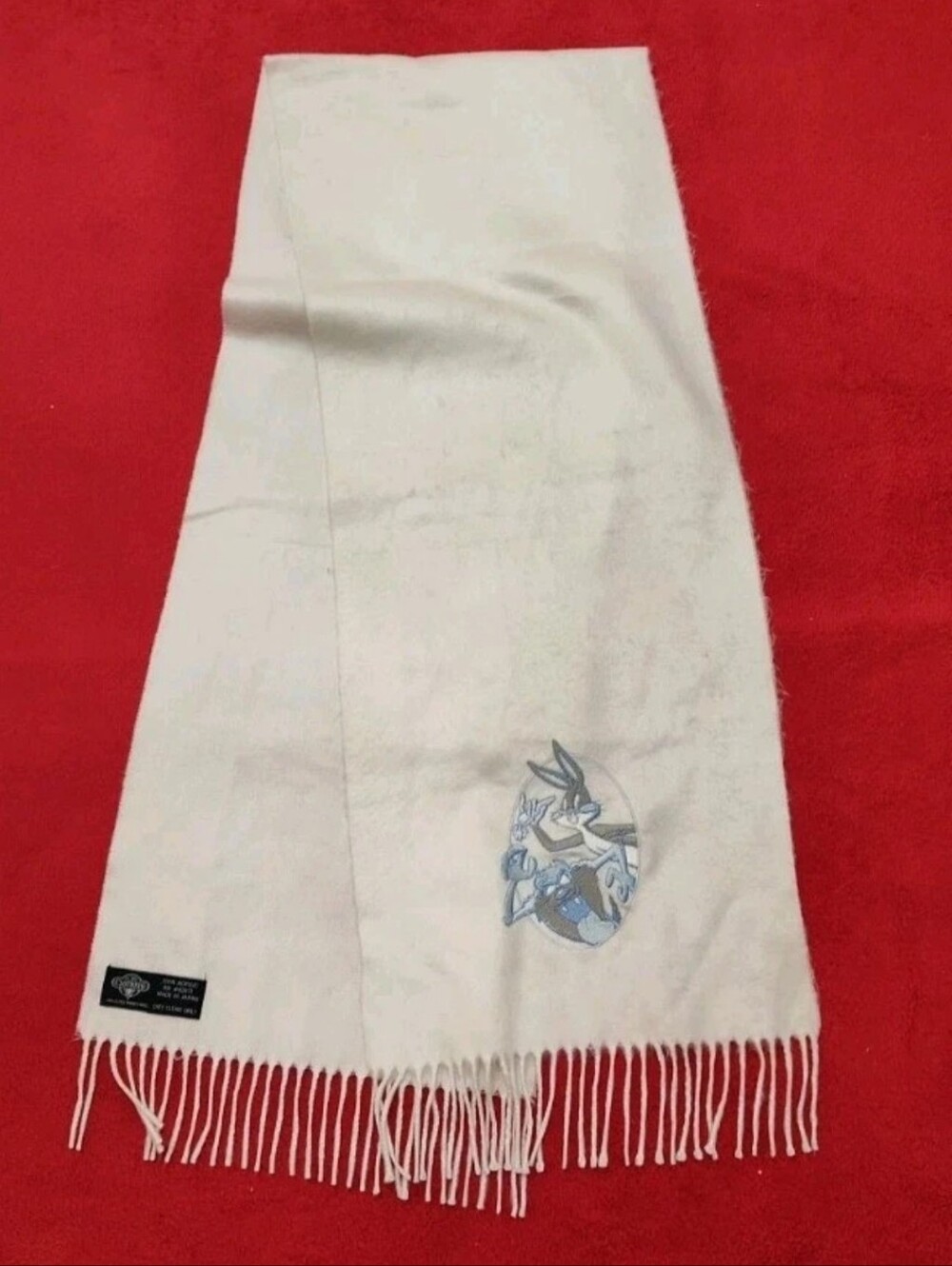Vintage Acme Clothing Warner Bros. Embroidered Scarf 1993 Bugs & Taz